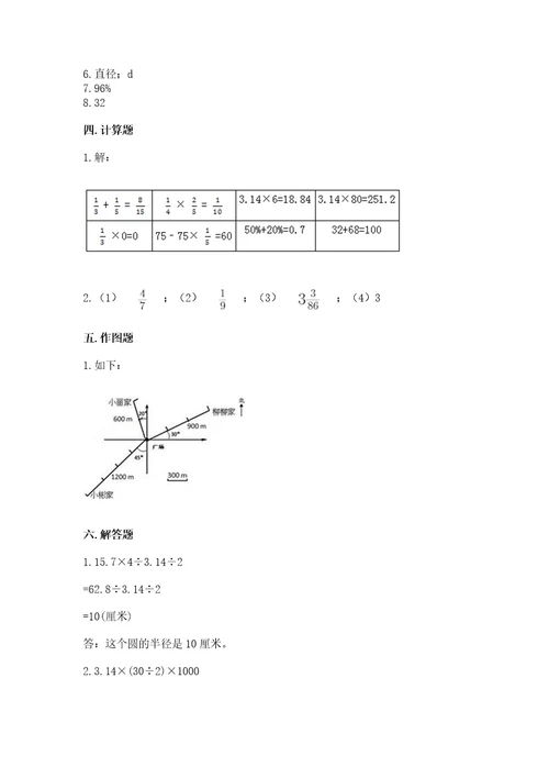 小学数学六年级上册期末测试卷及完整答案各地真题