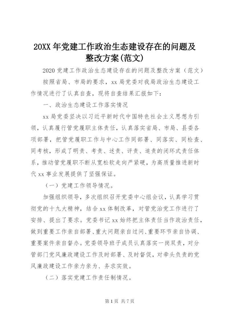 20XX年党建工作政治生态建设存在的问题及整改方案(范文).docx