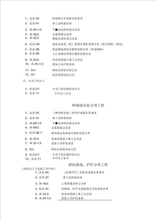 最新版桥梁工程施工、监理常用表格