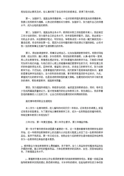 高校青年教师职业生涯规划