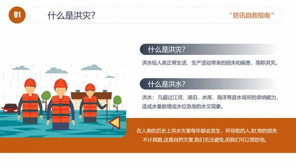 汛期洪灾落水自救知识培训PPT课件