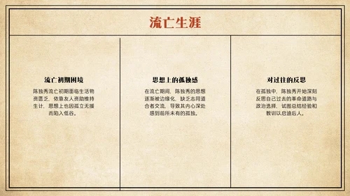 黄色复古简约风人物介绍陈独秀PPT模板