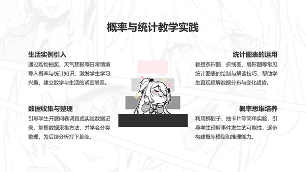 次元少女白色插画风教学课件