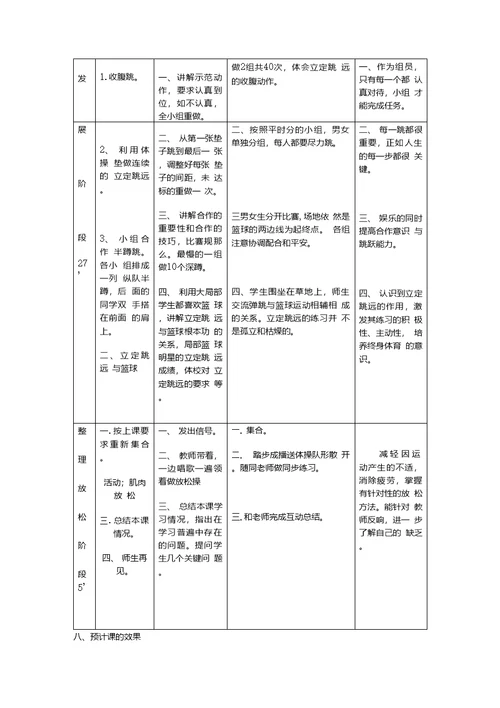 七年级体育《立定跳远》教学设计