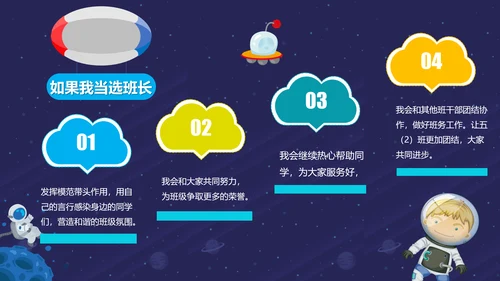 天体宇宙卡通小学生班干部竞选PPT模板