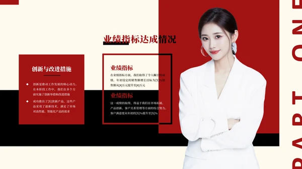 红色欧美风工作汇报总结PPT
