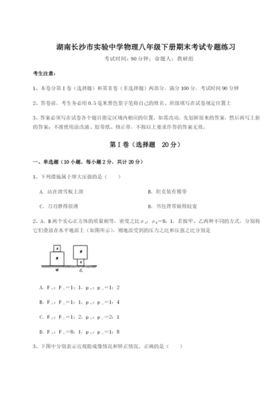 强化训练湖南长沙市实验中学物理八年级下册期末考试专题练习试卷（详解版）.docx