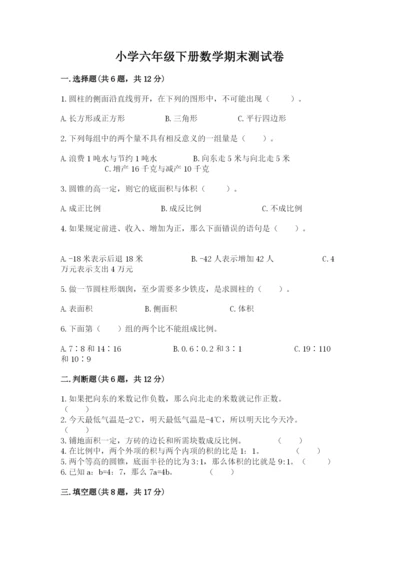 小学六年级下册数学期末测试卷（考点精练）.docx