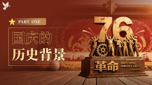 黄红色复古党政风国庆PPT模板