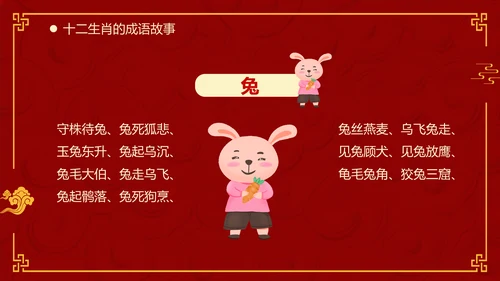 红色中国风十二生肖通用PPT模板