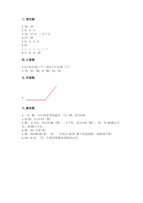 小学数学二年级上册期中测试卷附答案（达标题）.docx