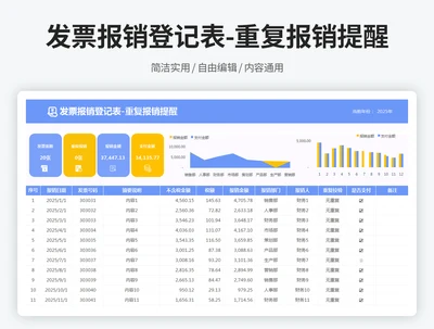 发票报销登记表-重复报销提醒