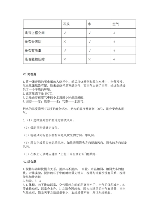 教科版三年级上册科学期末测试卷附答案（夺分金卷）.docx