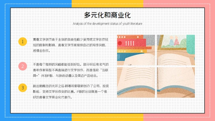 青春文学分析毕业答辩通用PPT模板