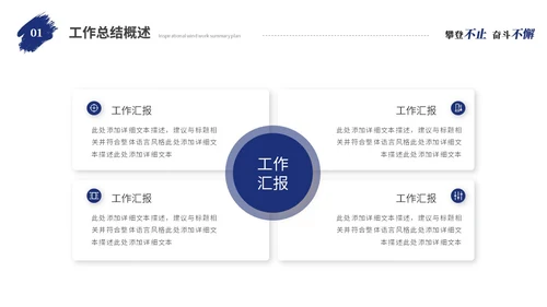蓝色励志攀登笔刷风年度工作总结工作汇报述职报告ppt模板