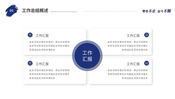 蓝色励志攀登笔刷风年度工作总结工作汇报述职报告ppt模板