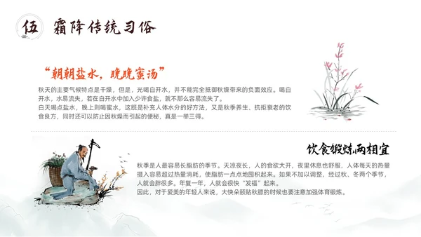 简约中国风二十四节气霜降传统节日培训主题通用PPT