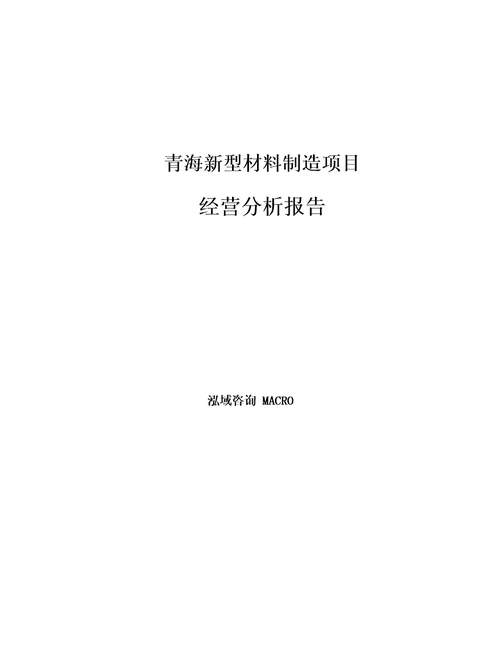 青海新型材料制造项目经营分析报告