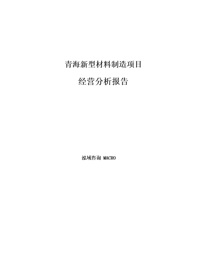 青海新型材料制造项目经营分析报告