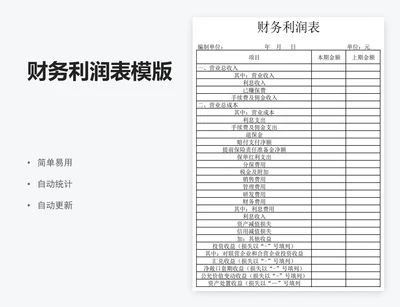 财务利润表模版