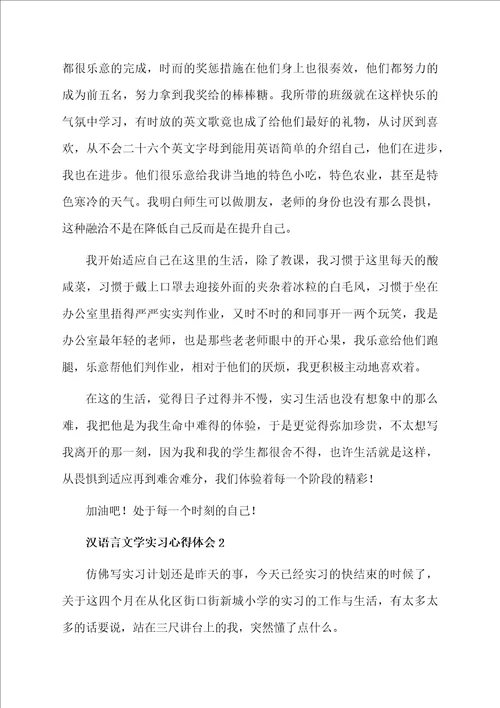 汉语言文学实习心得体会范文