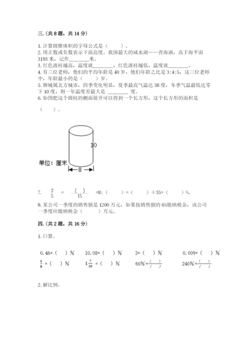 河南省平顶山市六年级下册数学期末测试卷及完整答案.docx