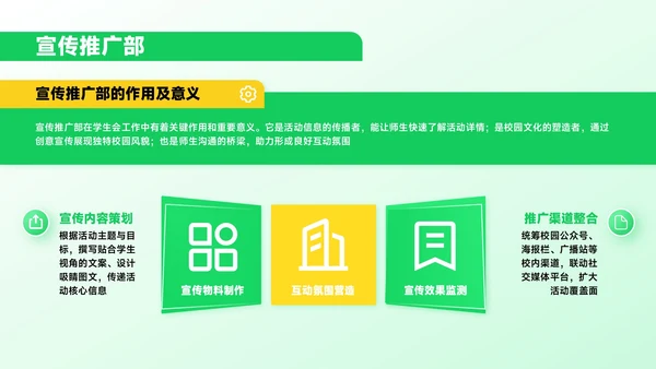 绿色插画风学生会招新进行时PPT模板