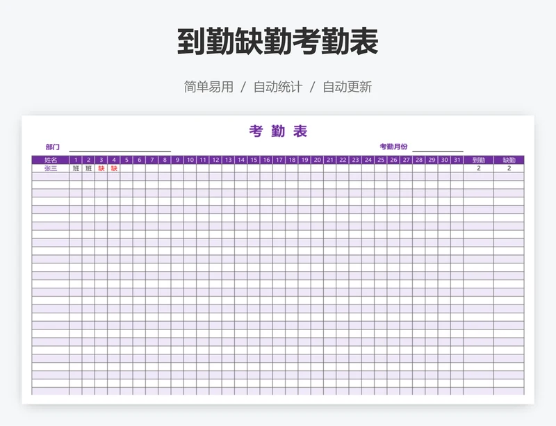 到勤缺勤考勤表