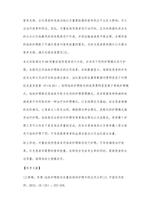临床护理路径在重症烧伤护理中的应用分析.docx