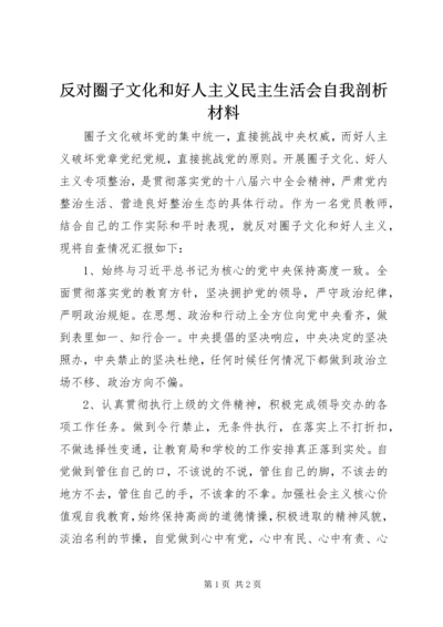 反对圈子文化和好人主义民主生活会自我剖析材料.docx