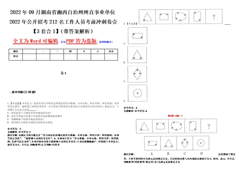 2022年09月湖南省湘西自治州州直事业单位2022年公开招考212名工作人员考前冲刺卷壹3套合1带答案解析