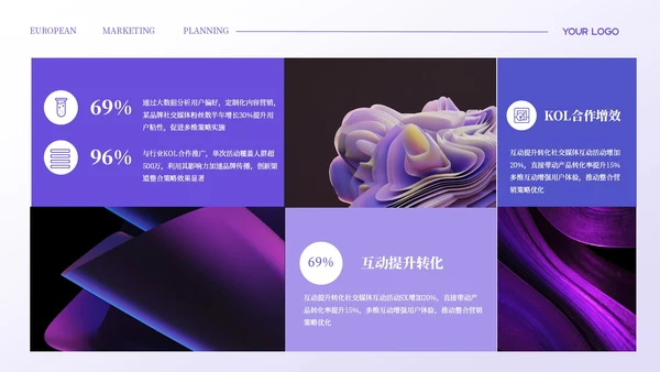 紫色简约欧美风营销策划PPT模板