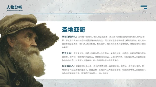 蓝色商务风【老人与海】读书分享ppt模板