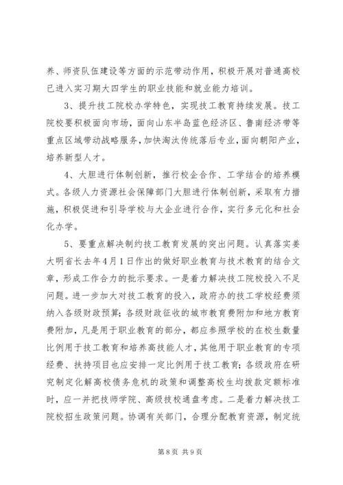 全省职业能力建设暨加快技工教育发展工作会议精神传达提纲_1.docx