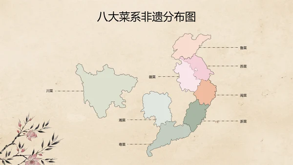 中国风水墨工笔非遗美食保护PPT模板