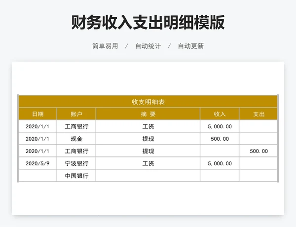 财务收入支出明细模版