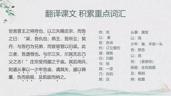 绿色中国风水墨风五代史伶官传序PPT课件