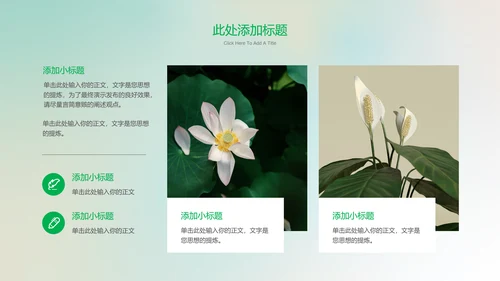 绿色渐变模糊梨花小清新通用PPT演示模板