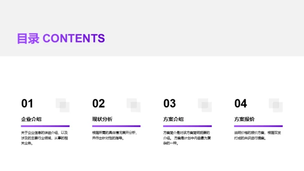 紫色简约代运营方案PPT案例