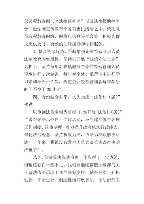 乡镇年度普法依法治理的工作总结