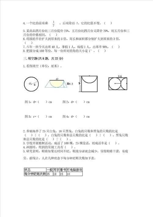 小学六年级上册数学期末测试卷精品达标题