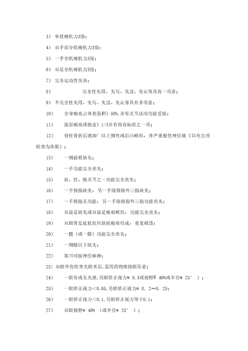 最新伤残鉴定标准样本