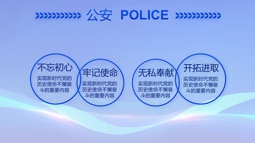 蓝色公安警察年终工作总结动态PPT模板