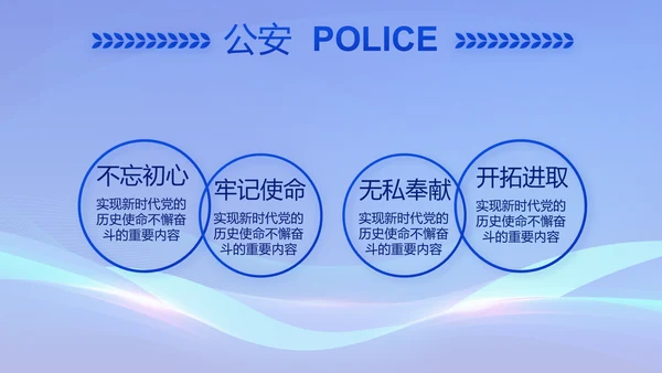蓝色公安警察年终工作总结动态PPT模板