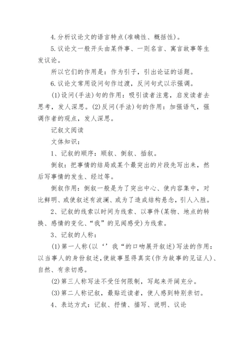 最新初中语文各种类型阅读理解答题技巧总结.docx