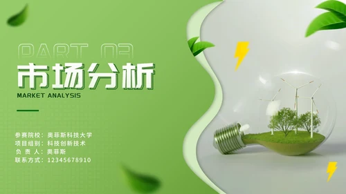 简约绿色环保新能源创业大赛PPT模板