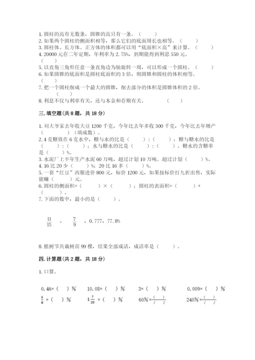 北京版六年级下册数学期中测试卷有完整答案.docx