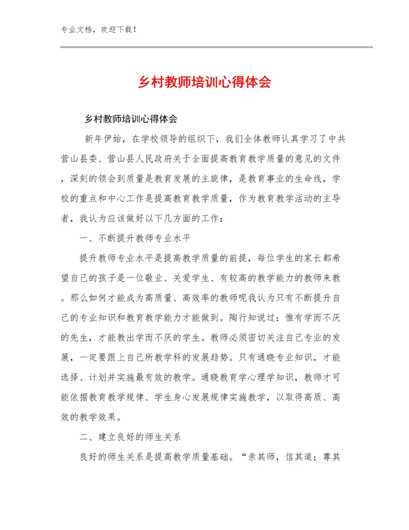 乡村教师培训心得体会优选例文7篇.docx