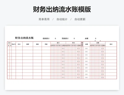 财务出纳流水账模版