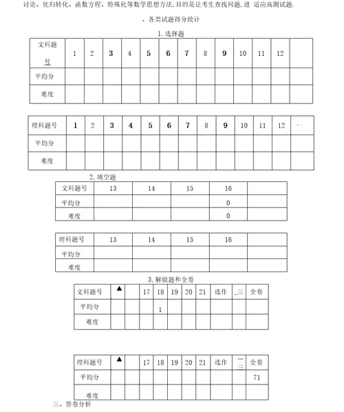 高三一诊质量分析